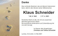 Danksagung Klaus Schneider